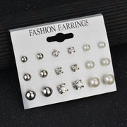 Row of studs, earrings, 9 pairs of pearls – Stylish Gifts — 7