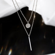 Square Stripe Diamond Round Double Necklace – Jewelry Gift Ideas — 5