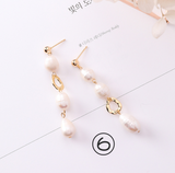 Vintage geometric metal pearl asymmetric earrings – Surprise Gifts — 6
