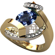 18K Gold Plated Sapphire Two-tone Ring For Women – Gifts for Her — 3