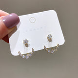 925 Silver Needle Zircon Starmoon Earrings – Holiday Gift Ideas — 1