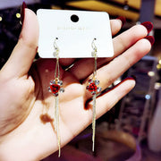 Temperament Long Tassel Earrings Rose Earrings Women – Gifts for Her — 2