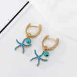 Zircon Blue Starfish Earrings Ear Buckle Women Fashion – Stylish Gifts — 4