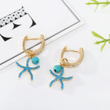 Zircon Blue Starfish Earrings Ear Buckle Women Fashion – Stylish Gifts — 2