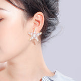 S925 Pearl Stitching Earrings Peach Heart Star Stud – Gifts for Her — 2