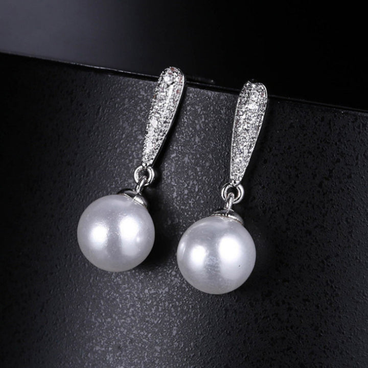 Zircon Pearl Pure Silver Pin Pendant Earrings – Jewelry Gift Ideas — 1