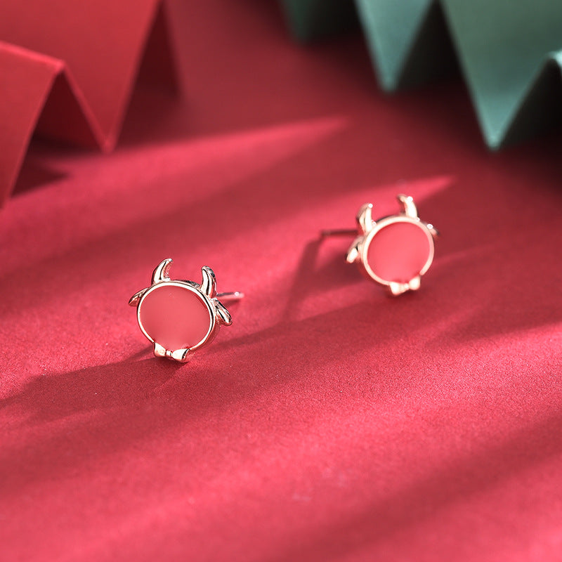 S925 Silver Cute Bull Earrings Natal Year – Useful Gifts — 1