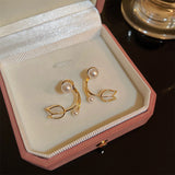 Sterling Silver Needle Tulip Stud Earrings For Women – Gifts for Her — 6