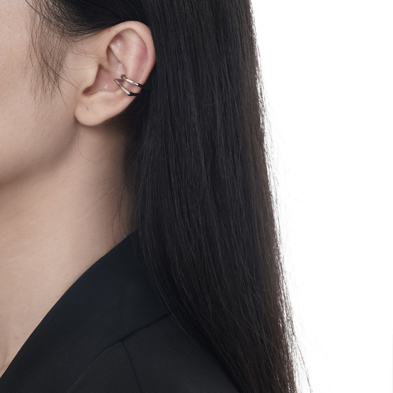 Sterling Silver Double Layer Irregular Ears – Practical Gifts — 1