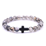 Natural Stone Black Cross Elastic Wire Bracelet – Jewelry Gift Ideas — 9
