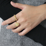 Simple geometric round beaded female ring – Gifts for Her — 5
