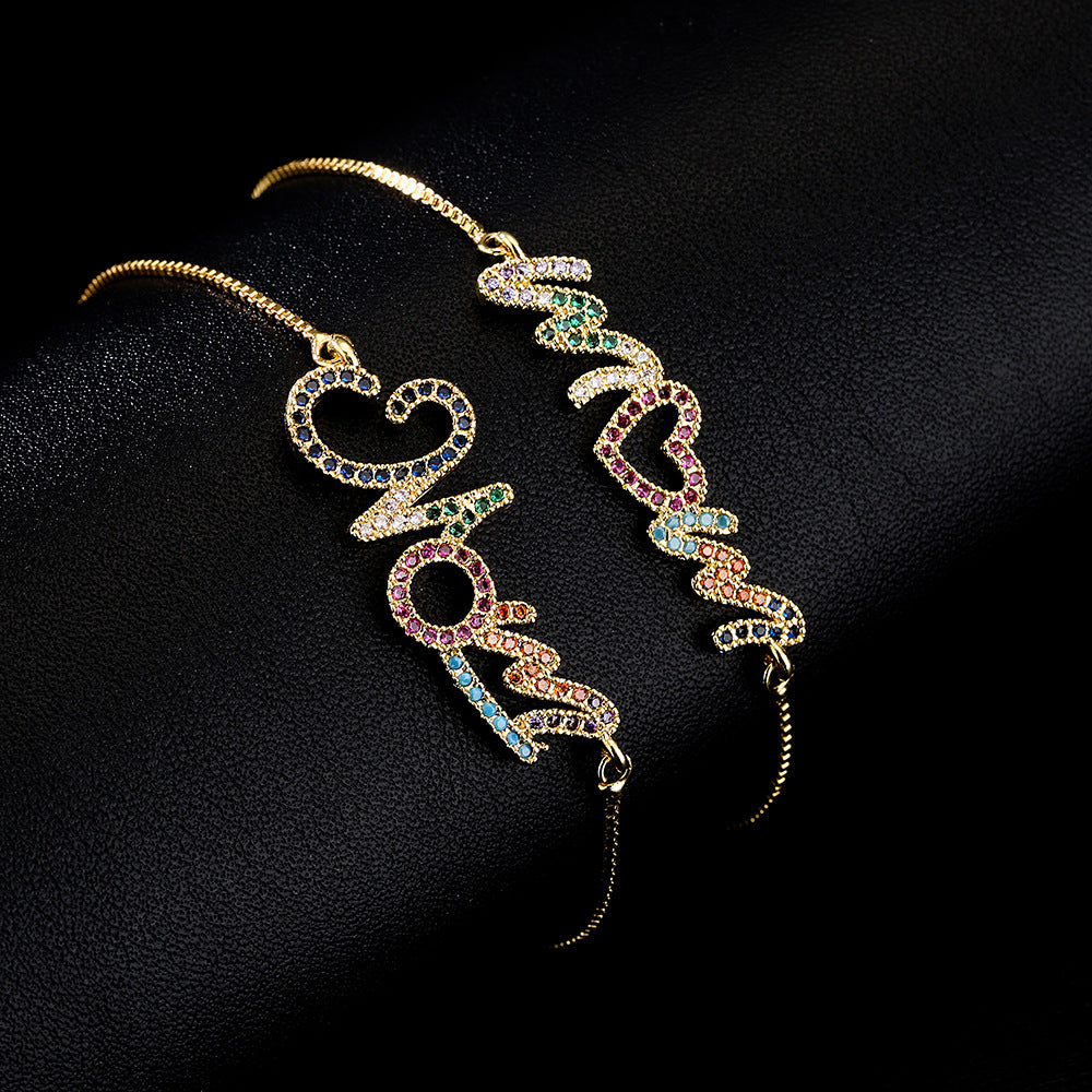 Gold Bracelet Personalized Color Zirconium MOM – Jewelry Gift Ideas — 1