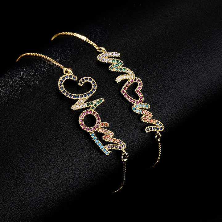 Gold Bracelet Personalized Color Zirconium MOM – Jewelry Gift Ideas — 1