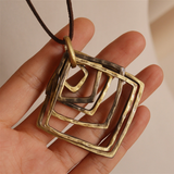 Multi-layer square long necklace – Jewelry Gift Ideas — 3