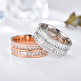 Double Row Diamond Stainless Steel Accessories Ring – Stylish Gifts — 3