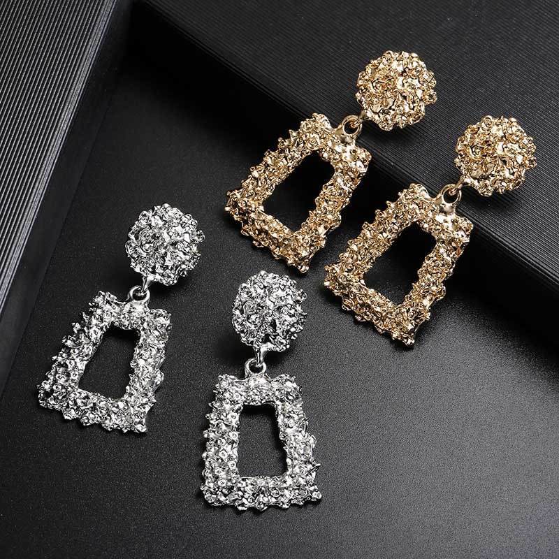 Metal earrings embossed floral earrings – Holiday Gift Ideas — 1