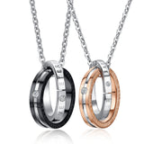 Rhinestone Double Ring Titanium Steel Couple – Jewelry Gift Ideas — 4