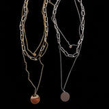 Metal Multilayer Thick Chain Necklace Smooth Disc – Jewelry Gift Ideas — 4