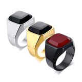 Men's stainless steel black agate ring – Gifts for Him — 5