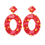 Red Lovely Geometric Pendant Gold Earrings – Jewelry Gift Ideas — 5