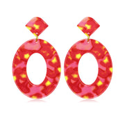 Red Lovely Geometric Pendant Gold Earrings – Jewelry Gift Ideas — 5