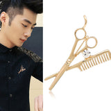 Scissors comb small suit collar needle – Birthday Gifts — 1
