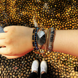 Multilayer Leather Crystal Woven Beaded Bracelet – Jewelry Gift Ideas — 4
