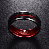Men's 8mm Black and Red Tungsten Carbide Ring Matte – Gifts for Him — 4