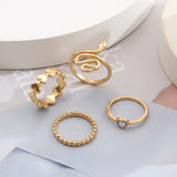 Boho Vintage Gold Geometric Emerald Statement Ring Set – Stylish Gifts — 9