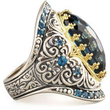 Oval Blue Gemstone Ring With Wide Face Ring – Thoughtful Gifts — 2
