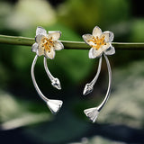 Elegant And Refined Lotus Sterling Silver Earrings – Birthday Gifts — 5