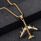 COLLIER AVION -Titanium steel aircraft necklace – Jewelry Gift Ideas — 4