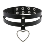 Black PU Leather Peach Heart Pendant Collar – Jewelry Gift Ideas — 4