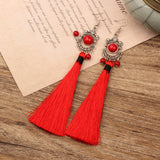 Bohemian Style Ethnic Style Earrings, Red Long Tassels – Stylish Gifts — 3