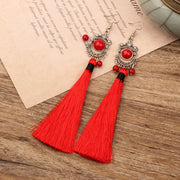 Bohemian Style Ethnic Style Earrings, Red Long Tassels – Stylish Gifts — 3