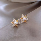 Ladies S925 Silver Needle Pearl Petal Stud Earrings – Small Gift Ideas — 3