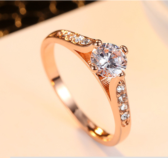 Women's Ring Inlaid Round Shiny Zircon Ring – Gifts for Her — 1
