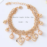 Double Peach Heart Rhinestone Bracelet – Jewelry Gift Ideas — 2
