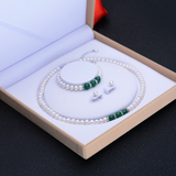 Agate Pearl Necklace Bracelet Ear Stud Set – Jewelry Gift Ideas — 4