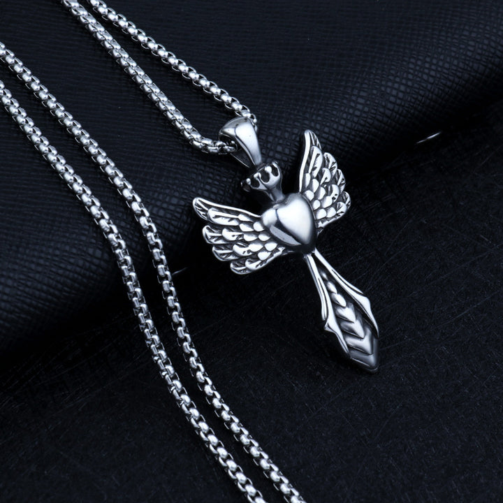 Vintage Wings Cross Titanium Alloy Necklace – Jewelry Gift Ideas — 1