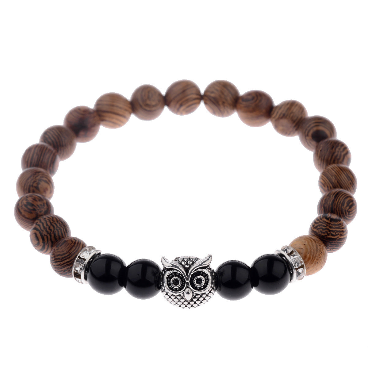 Owl frosted stone lifeline wood grain bracelet – Jewelry Gift Ideas — 1