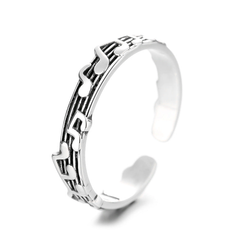 Alloy Retro Five-Line Music Score Adjustable Ring – Gifts for Her — 1