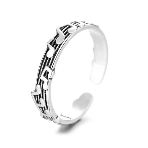 Alloy Retro Five-Line Music Score Adjustable Ring – Gifts for Her — 1