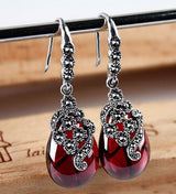 Vintage Thai Silver Earrings Female Green Agate – Gifts for Her — 6