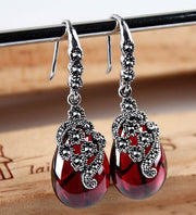 Vintage Thai Silver Earrings Female Green Agate – Gifts for Her — 6