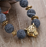 Agate Alloy Leopard head beaded bracelet – Jewelry Gift Ideas — 2