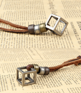 Fashion new metal double ring cowhide necklace – Stylish Gifts — 8