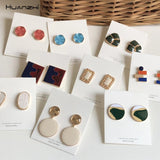 Geometric color drop oil stitching earrings – Stylish Gifts — 2