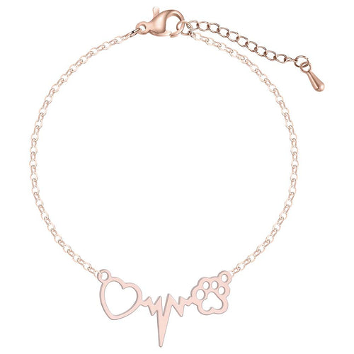 Cat Paw Cardiogram Beating Heart Pendant Bracelet – Jewelry Gift Ideas — 2