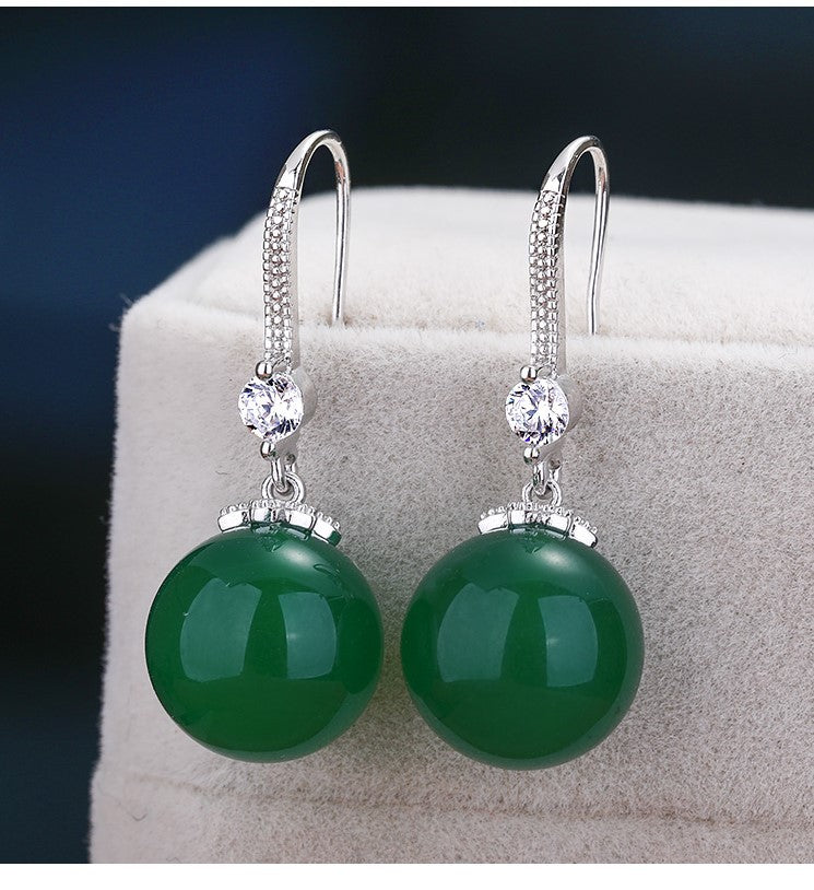 S925 Silver Agate Earrings Long Female Wax Earrings – Gifts for Her — 1